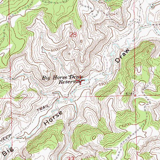 Topographic Map of Big Horse Draw Reservoir, CO