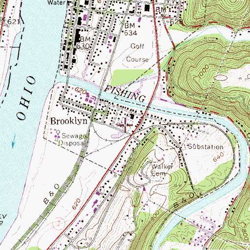 Topographic Map of Brooklyn Park, WV