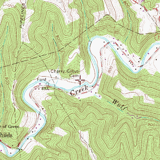 Topographic Map of Cherry Grove Church (historical), WV