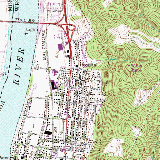 Topographic Map of First Baptist Church, WV