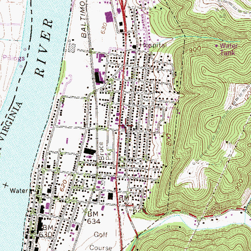 Topographic Map of First Baptist Church, WV