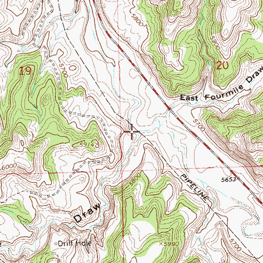 Topographic Map of West Fourmile Draw, CO