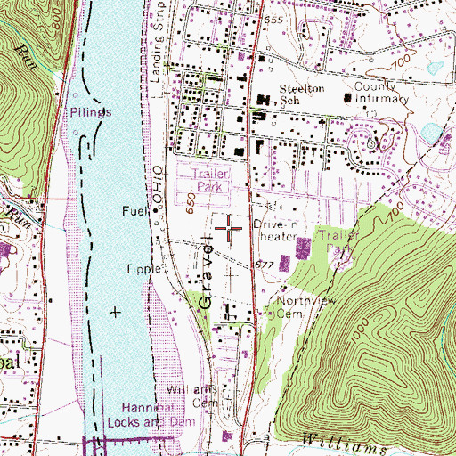 Topographic Map of Greenlawn Memorial Park, WV