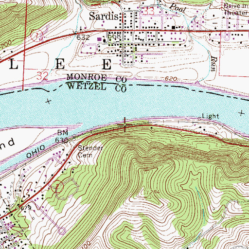 Topographic Map of Mendota (historical), WV