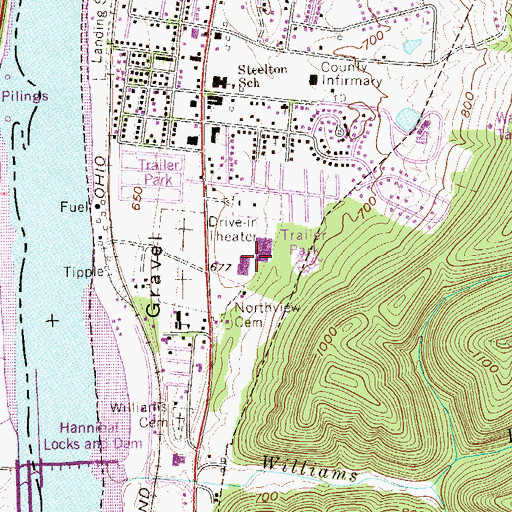 Topographic Map of New Martinsville Plaza Shopping Center, WV