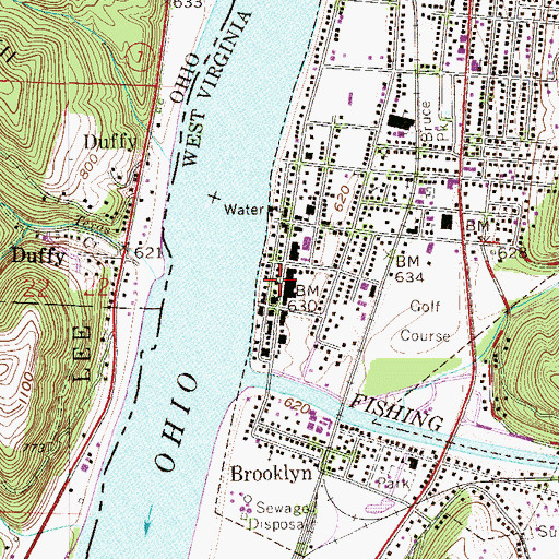 Topographic Map of New Martinsville Post Office, WV