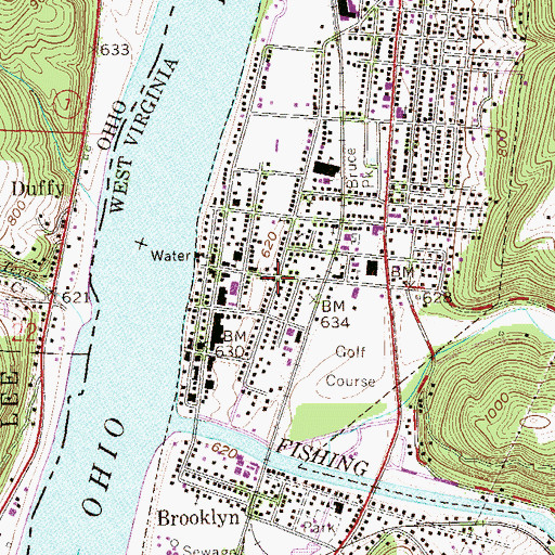 Topographic Map of New Martinsville Public Library, WV
