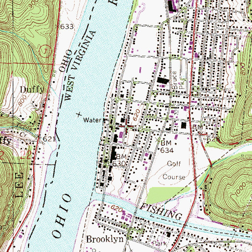 Topographic Map of North Street Historic District, WV