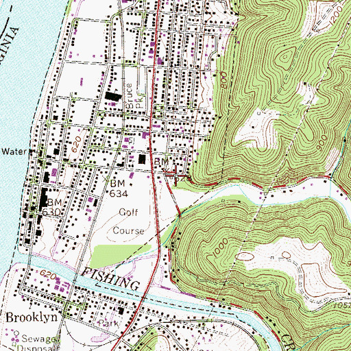 Topographic Map of Northern Panhandle Behavioral Health Center (historical), WV
