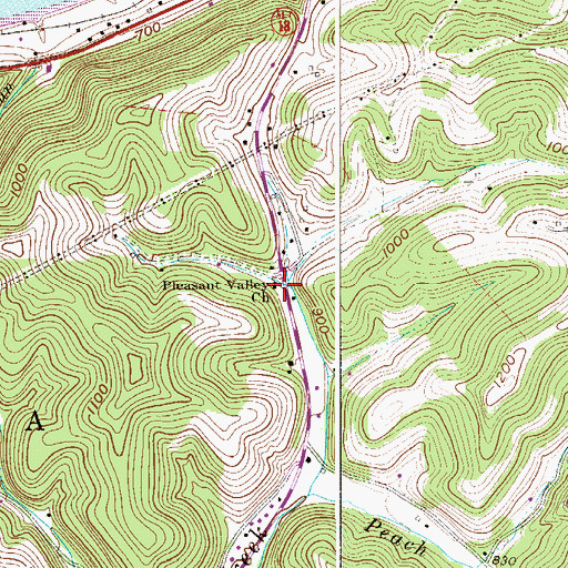 Topographic Map of Pleasant Valley School (historical), WV