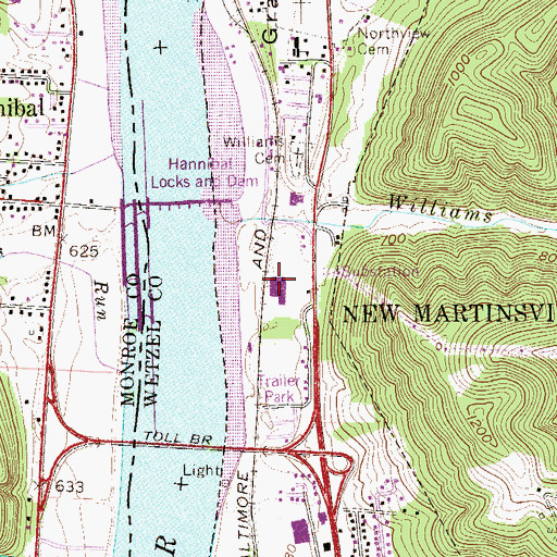 Topographic Map of Riverside Plaza Shopping Center, WV