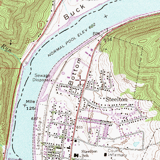 Topographic Map of Riverview Plaza Shopping Center, WV
