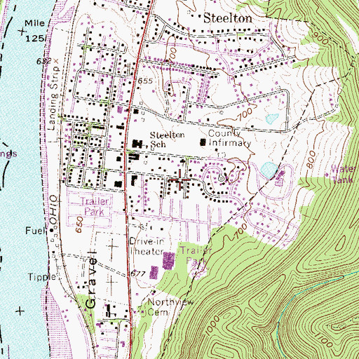 Topographic Map of Steelton Church of Christ, WV