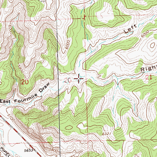 Topographic Map of Left Fork East Fourmile Draw, CO