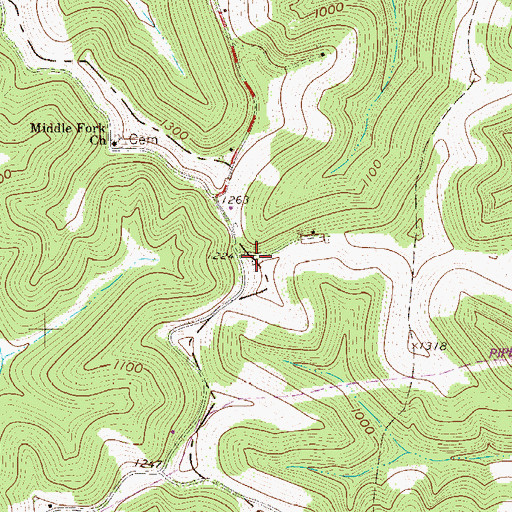 Topographic Map of Vincen School (historical), WV