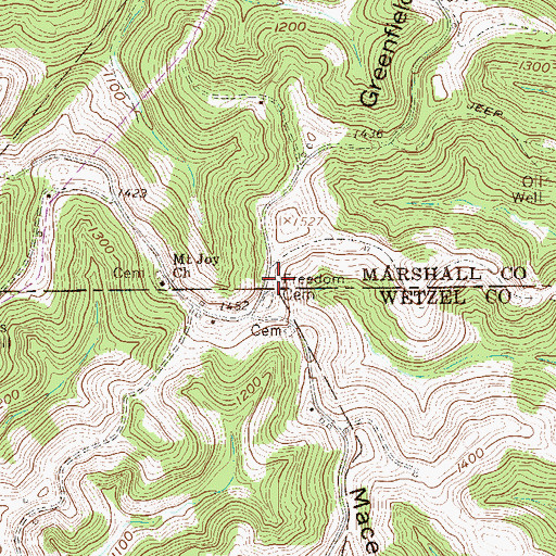 Topographic Map of Freedom Church (historical), WV