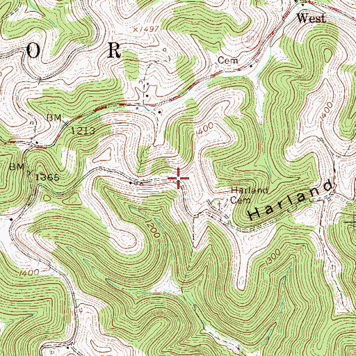 Topographic Map of Higgins Chapel (historical), WV