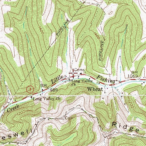 Topographic Map of Long Valley Cemetery, WV