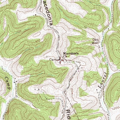 Topographic Map of Macedonia Cemetery, WV