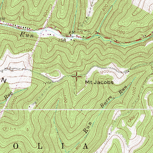Topographic Map of Mount Jacobs School (historical), WV