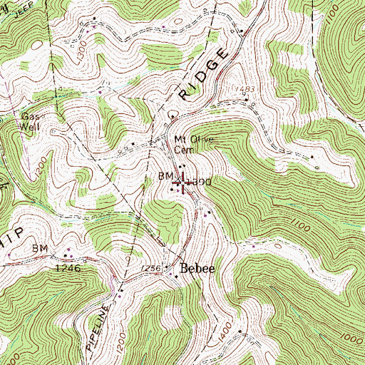 Topographic Map of Mount Olive School (historical), WV