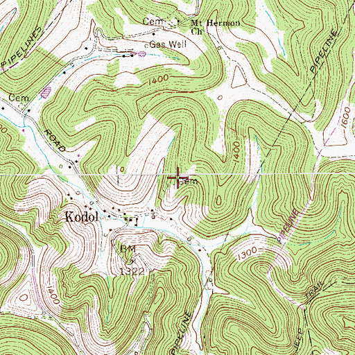 Topographic Map of Anderson-Bane Cemetery, WV