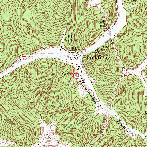 Topographic Map of Burchfield Cemetery, WV
