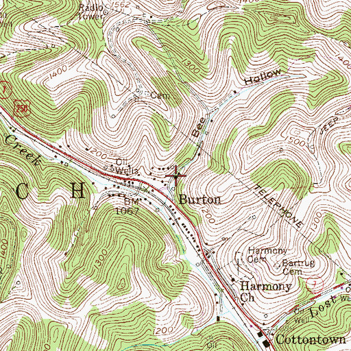 Topographic Map of Burton Elementary School (historical), WV