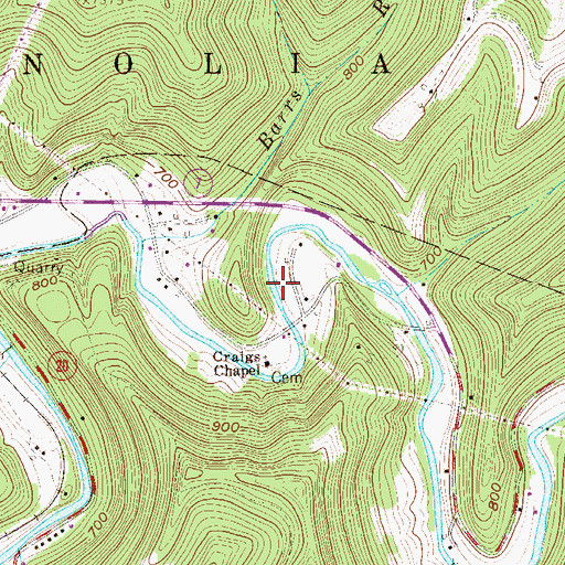 Topographic Map of Craigs Cemetery, WV