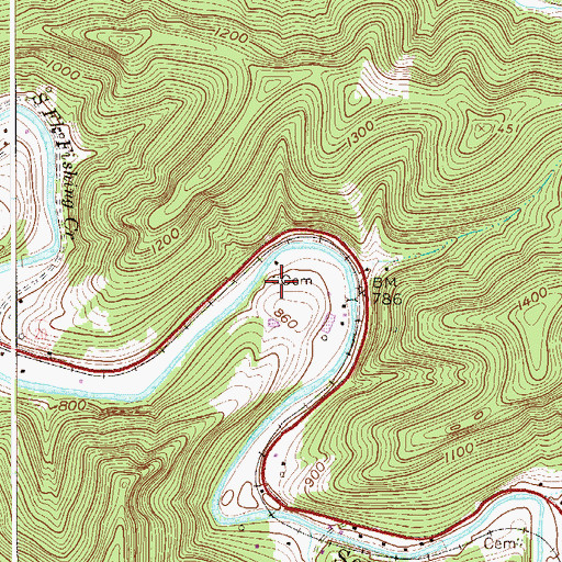 Topographic Map of Lieuts-Bates Cemetery, WV