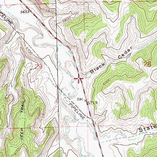 Topographic Map of Black Cedar Draw, CO