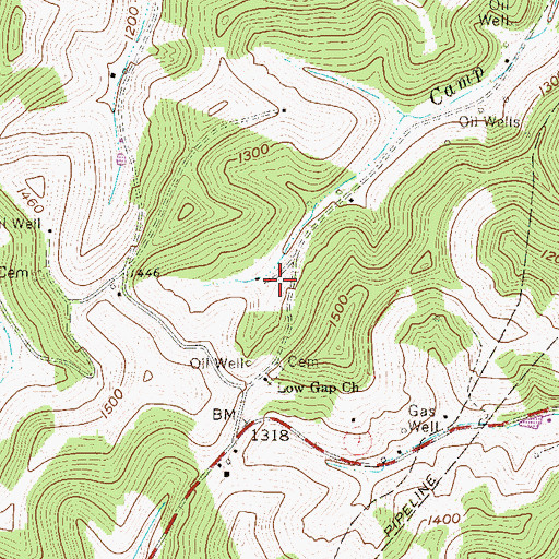 Topographic Map of Low Gap Cemetery, WV
