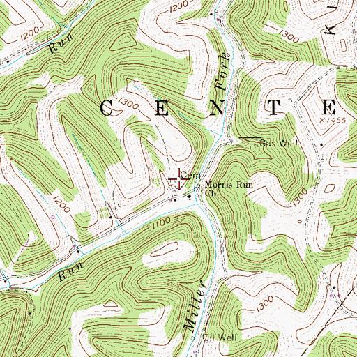 Topographic Map of Morris Cemetery, WV