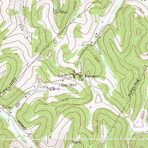 Topographic Map of Mount Herman Cemetery, WV