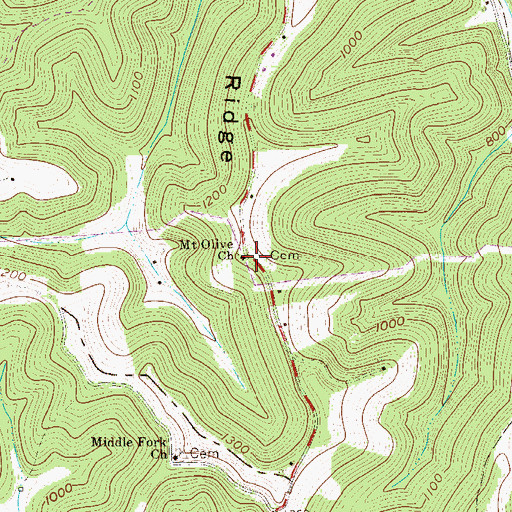 Topographic Map of Mount Olive Cemetery, WV