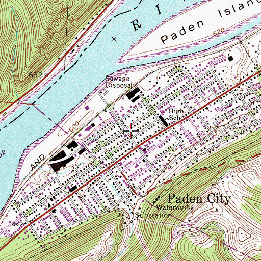 Topographic Map of Paden City Post Office, WV