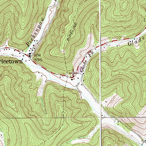Topographic Map of Pricetown Cemetery, WV