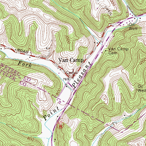 Topographic Map of Van Camp Methodist Church (historical), WV