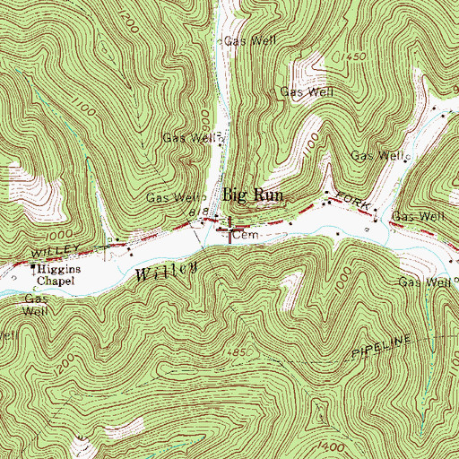 Topographic Map of Willey Cemetery, WV
