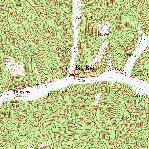 Topographic Map of Big Run Post Office, WV