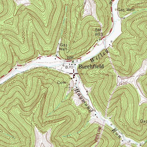 Topographic Map of Burchfield Methodist Church, WV