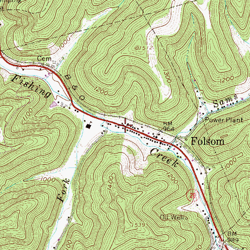 Topographic Map of Folsom Post Office, WV