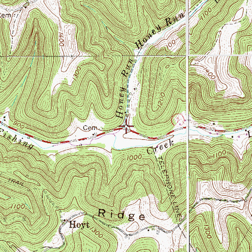 Topographic Map of Onie (historical), WV