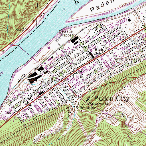 Topographic Map of Paden City Public Library, WV