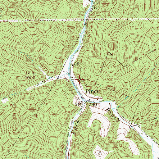 Topographic Map of Piney Methodist Church, WV
