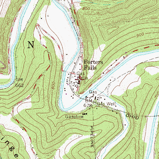Topographic Map of Porters Falls Methodist Church, WV