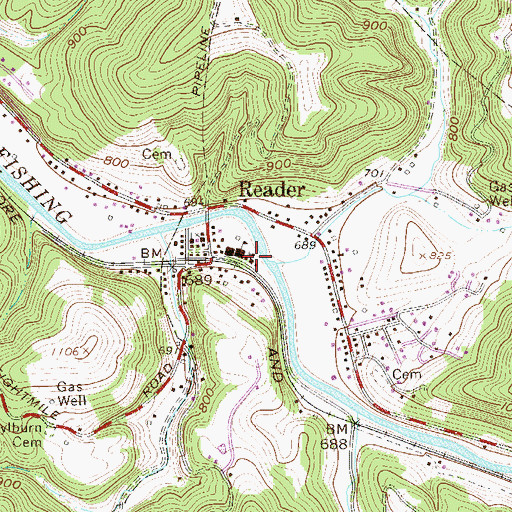 Topographic Map of Reader Methodist Church, WV