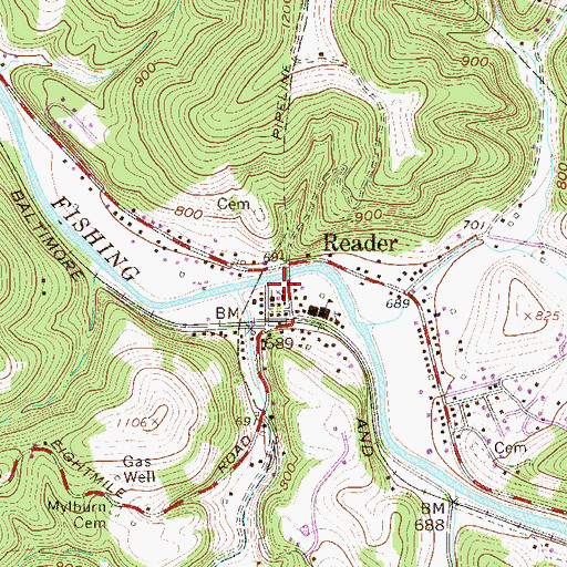 Topographic Map of Trinity United Methodist Church, WV