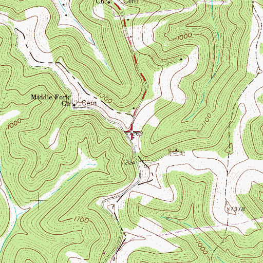 Topographic Map of Vincen, WV