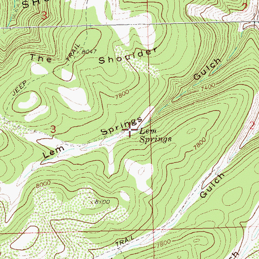 Topographic Map of Lem Springs, CO